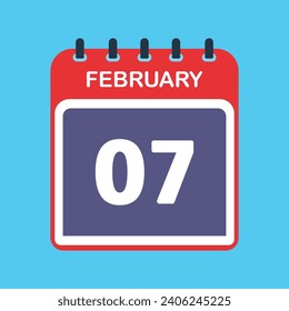 7th February calendar icon. Calendar template for the days of February. vector illustrator.