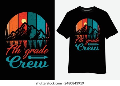 7th Grade Crew back to school Mountain Hiking trip love Hike T-Shirt Design