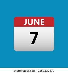 7th June calendar icon. June 7 calendar Date Month icon