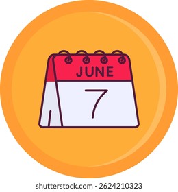 7th of June Line vector Icon Design
