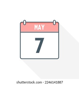 7th May calendar icon. May 7 calendar Date Month icon vector illustrator