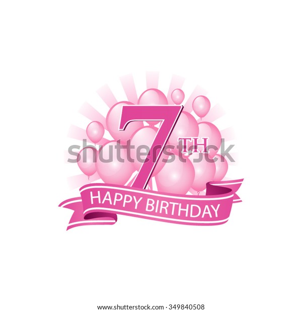 7th Pink Happy Birthday Logo Balloons のベクター画像素材 ロイヤリティフリー