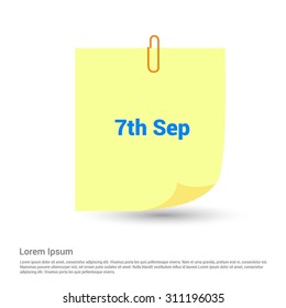 7th Sep Labor Day Sticky note. Vector illustration