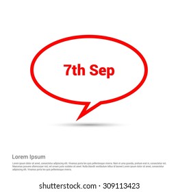 7th Sep Labor Day Typography Red Speech Bubble paper curl chat symbol. . Vector illustration