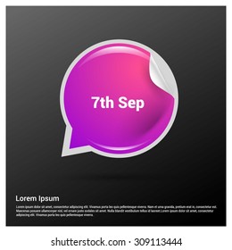 7th Sep Labor Day Typography on Pink Speech Bubble paper curl chat symbol. . Vector illustration