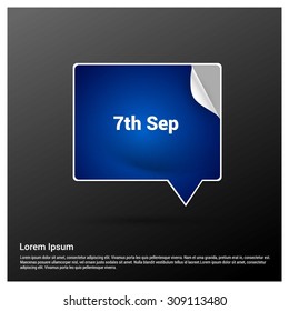 7th Sep Labor Day Typography on Blue Speech Bubble paper curl chat symbol. . Vector illustration