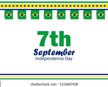 7th Of September. Brazil Independence Day Celebration Lettering Background Design.