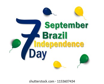 7th Of September. Brazil Independence Day Celebration Lettering Background Design.