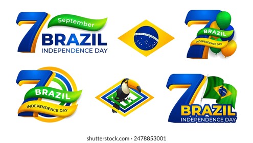 7th september, Brazil Independence day sign or logo collections. Translation: order and progress