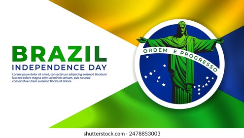 7th september, Brazil Independence day background. Translation: order and progress