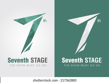 7th Stage icon symbol from an alphabet letter number 7. Creative design.