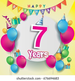 1st Years Anniversary Celebration Birthday Card Stock Vector (Royalty ...