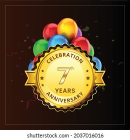 7th years Anniversary Celebration Design, Vector illustration design.

