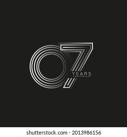 7th years anniversary celebration logotype with linked number black and white. Simple and modern design, vector design for anniversary celebration.
