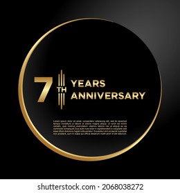 7th years anniversary, vector design for anniversary celebration with gold color on black background, simple and luxury design. logo vector template