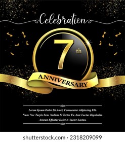 7th years celebration anniversary logo vector isolated on black background