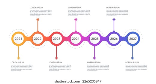 Infografik zum 7-jährigen Jubiläum. Zeitplan, Roadmap, Meilenstein. Vektorgrafik.