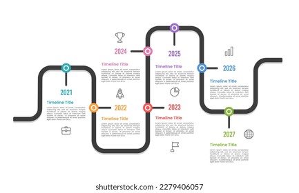 7-Jahres-Infografik-Roadmap zum Erfolg. Vektorgrafik.