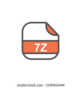 7z File Extension, Rounded Square Icon with Text - Format Extension Icon Vector Illustration.