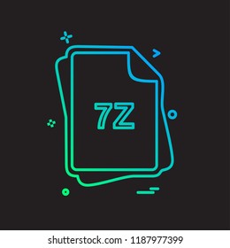 7Z file type icon design vector