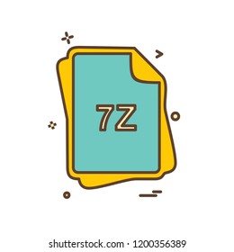 7Z file type icon design vector