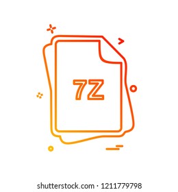 7Z file type icon design vector