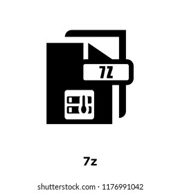 7z icon vector isolated on white background, logo concept of 7z sign on transparent background, filled black symbol
