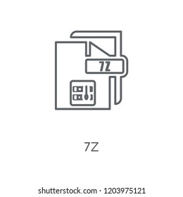 7z linear icon. 7z concept stroke symbol design. Thin graphic elements vector illustration, outline pattern on a white background, eps 10.