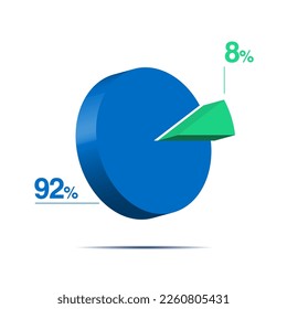 8 92 eight ninety two 3d Isometric pie chart diagram for business presentation. Vector infographics illustration eps.