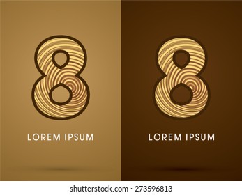 8 ,Abstract Number, font, concept wood, sign ,logo, symbol, icon, graphic, vector.