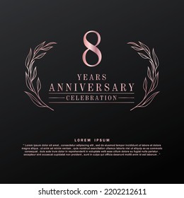 Celebración del 8 aniversario 3d ilustración de diseño de plantilla vectorial