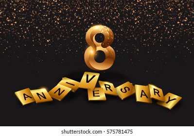 8 anniversary celebration. Poster or brochure template. Vector illustration.