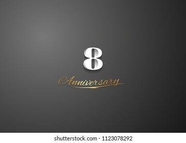 8 Anniversary elegant logotype  design, white colored isolated on black background