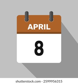 8 april calendar icon vector month date number illustration design