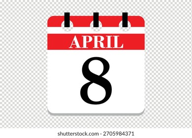 Vector Icono del calendario del 8 de abril, ícono del calendario del mes de abril de 8 fechas, ícono del calendario del 8 de abril, ícono del calendario del Vector.