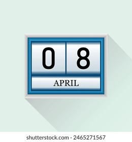 8 April flat daily calendar icon. Vector calendar template for the days of April