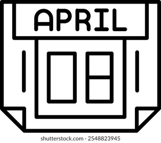 Estilo De Contorno Do Ícone Vetorial De 8 De abril