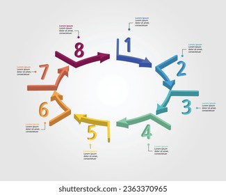 8 arrow template for infographic for presentation for 8 element