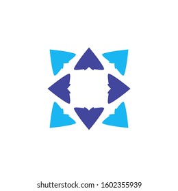 8 arrows that head to the wind directions. designed with blue as main color and cyan as sub color to show trust and natural. suitable with adventurer, social activities and others