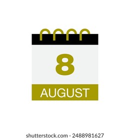 8 august calendar date icon vector eps