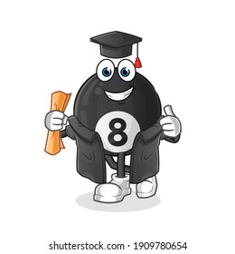 8 ball billiard graduation vector. cartoon character
