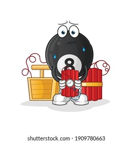 8 billar con dinamita. vector de mascota de dibujos animados