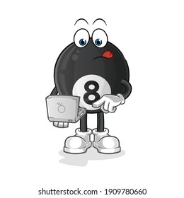 8 ball billiard with laptop mascot. cartoon vector