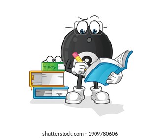 8 Ball Billard studieren Maskottchen. Cartoon-Vektorgrafik