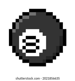 8 Ball Black Pool Billiards 8bit Pixel Art