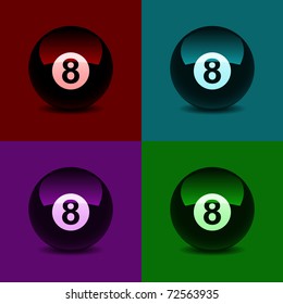 8 ball, colored abstract baÑ�kground. Vector illustration.