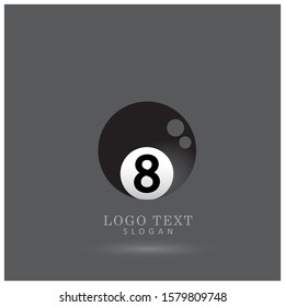 8 Ball Logo. Symbol & Icon Vector Template.