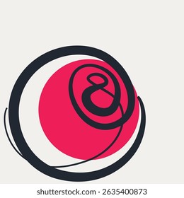 8 Ball Pool Billiard one line drawing. 8 Ball Pool Billiard single line illustration. 8 Ball Pool Billiard minimalist line art. 8 Ball Pool Billiard vector art