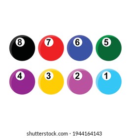 8 ball pool colorfull vector desing illustration