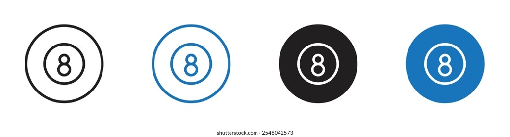 ícone de pool de bola 8 Vetor definir contorno